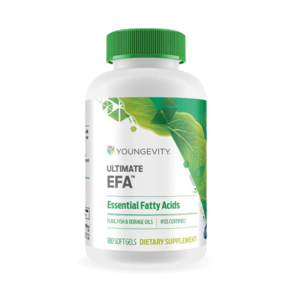 Youngevity Ultimate EFA Omega 3 6 9 Fish, Flax & Borage Oil, 180 Softgels | Omega 3, 6 and 9 fatty acids, borage, flax and fish oils, essential fatty acid blend, daily wellness support, 180 softgels