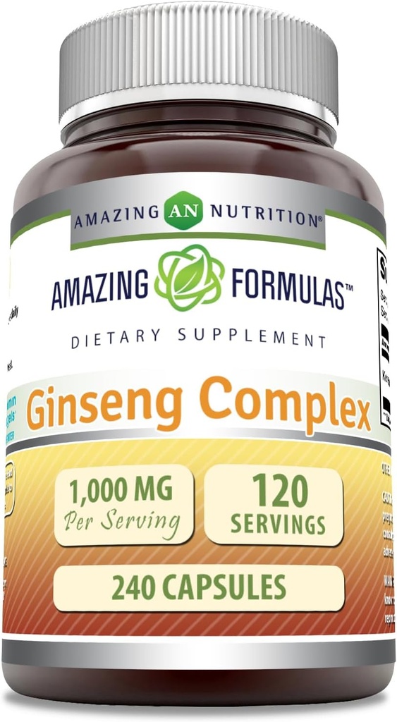 Amazing Formulas Ginseng Complex - 1000 Mg Per Serving, Capsules (Non-GMO,Gluten Free) Supports Healthy Immune System - Supports Energy Production - Boosts Mental Alertness. (240 Count)