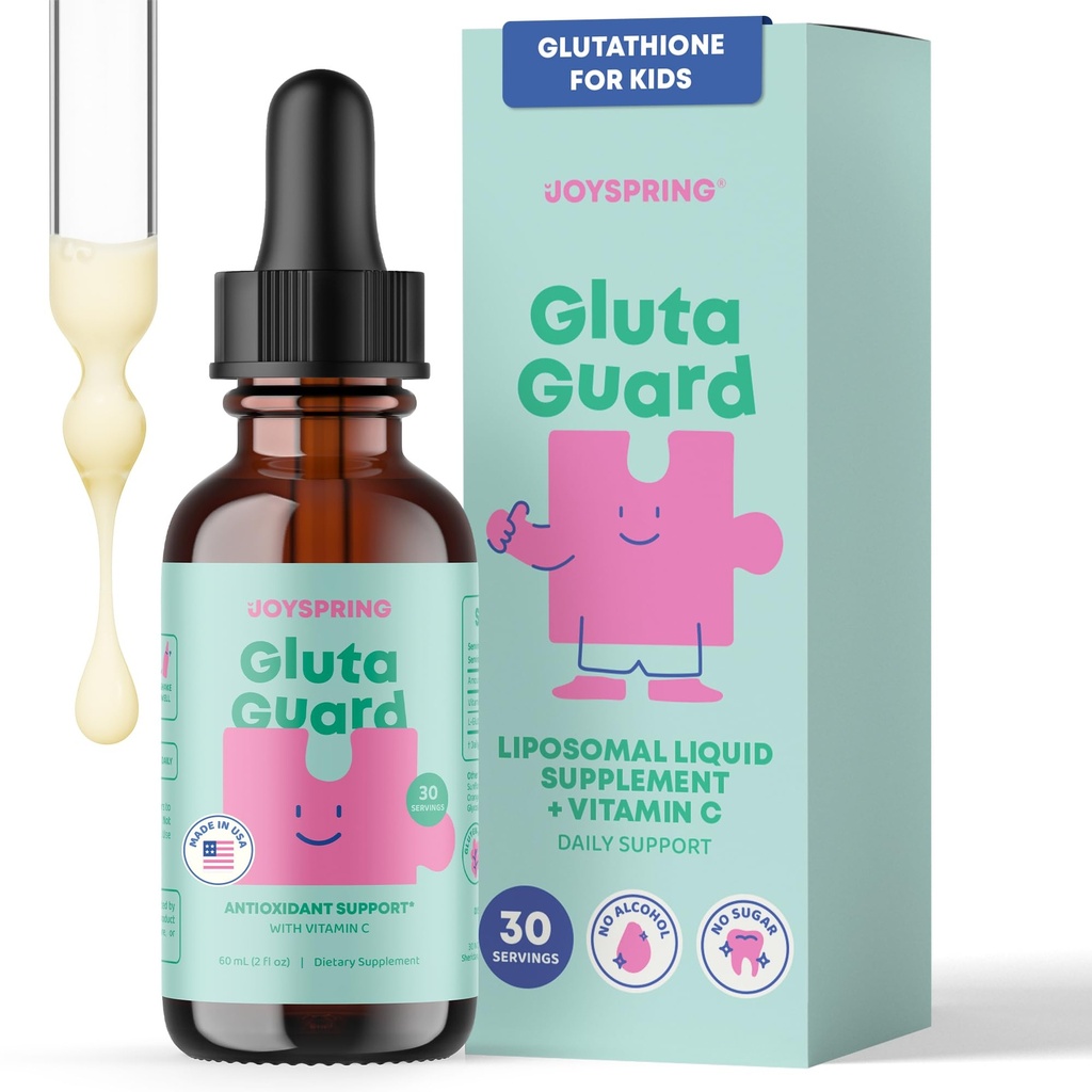 JoySpring Liposomal Glutathione Supplement for Kids | Supports Speech and Eye Contact | 50 MG Antioxidant L-Glutathione Drops | 2 oz Liquid Detox Supplement
