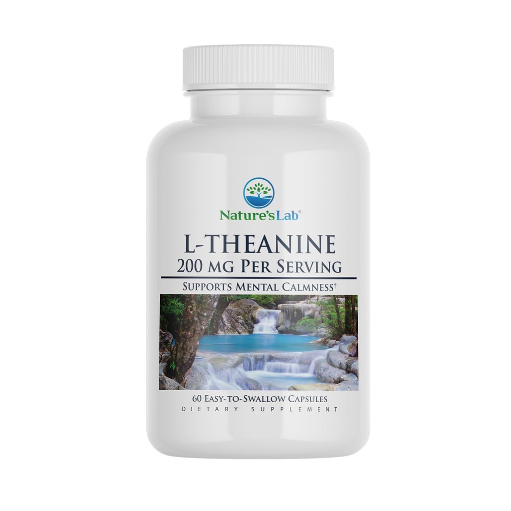 Nature's Lab L-Theanine, 200 mg - Supports Calm and Relaxation* - 60 Capsules