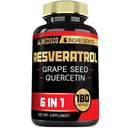 Mecisco 6in1 Trans Resveratrol Supplement with Grape Seed, Milk Thistle, and More - Resveratrol 1000mg - Supports for Immune System, Heart Health, Body Management - 180 Capsules