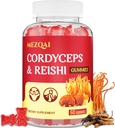 Mushroom Gummies, Cordyceps Reishi Mushroom Supplement Gummies for Adults with Green Tea Extract, Brain Supplements for Memory and Focus, Energy, Athletic Performance*, Rest - 60 Count