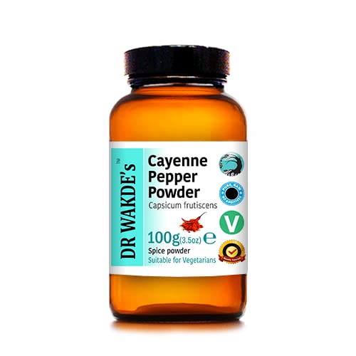 DR WAKDE's Cayenne Pepper Powder (Capsicum frutescens) - 100g (3.5oz) | Pure, Raw & Dried Powder | Ayurvedic Herb | Vegan |