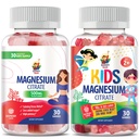 SUNNY SAM Magnesium Gummies for Kids 100mg and Magnesium Gummies for Adults - 500mg. Calm Magnesium Chews - Magnesium Citrate Chewable Supplement for Mood & Muscle Support