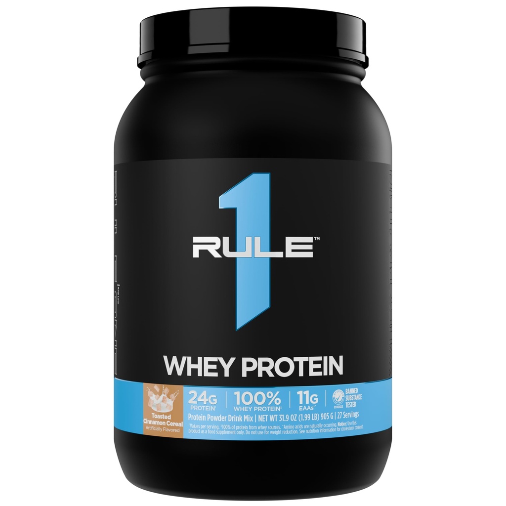 Rule 1 Proteins Whey Protein – 24g Fast-Acting Protein from All-Whey Sources with Naturally Occurring EAAs & BCAAs for Workout Recovery or Anytime Use (2 Pounds, Toasted Cinnamon Cereal)