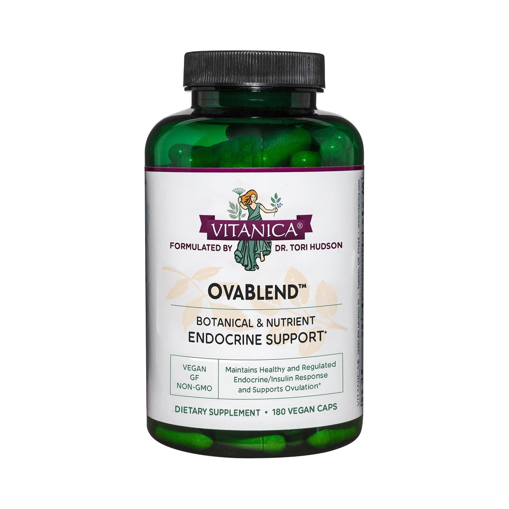 Vitanica OvaBlend - Endorine and Ovulation Support for Women with NAC, Chromium, Green Tea, and Saw Palmetto - Supports Healthy Ovulation - Vegan - 180 Capsules