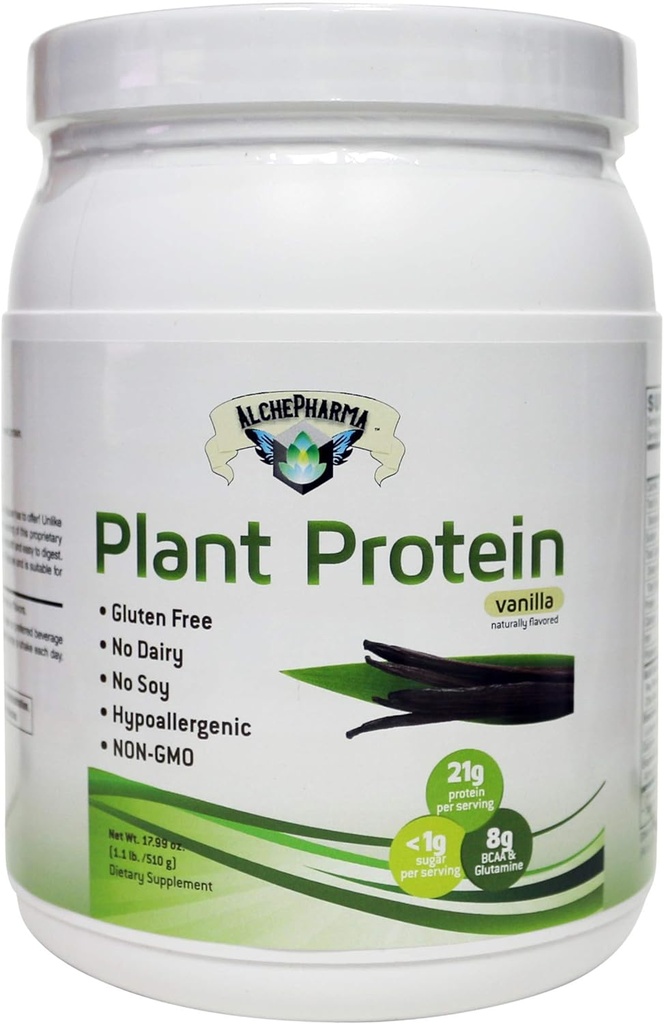 Plant Protein (Premium Blend) - No Soy, Hypoallergenic, No Grit (Featuring Omega 3 Rich Sacha Inchi and Chia) - 1.1 lb (510G) - Chocolate