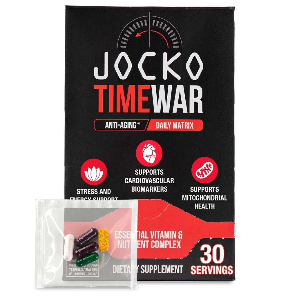 Jocko Fuel TIME WAR - Multivitamin for Men & Women. NAD Supplement for Healthy Aging, Heart, Bone, & Eye Health. Essential Vitamins and Minerals, Supports Stress Relief + Energy Levels - 30 Day Supply