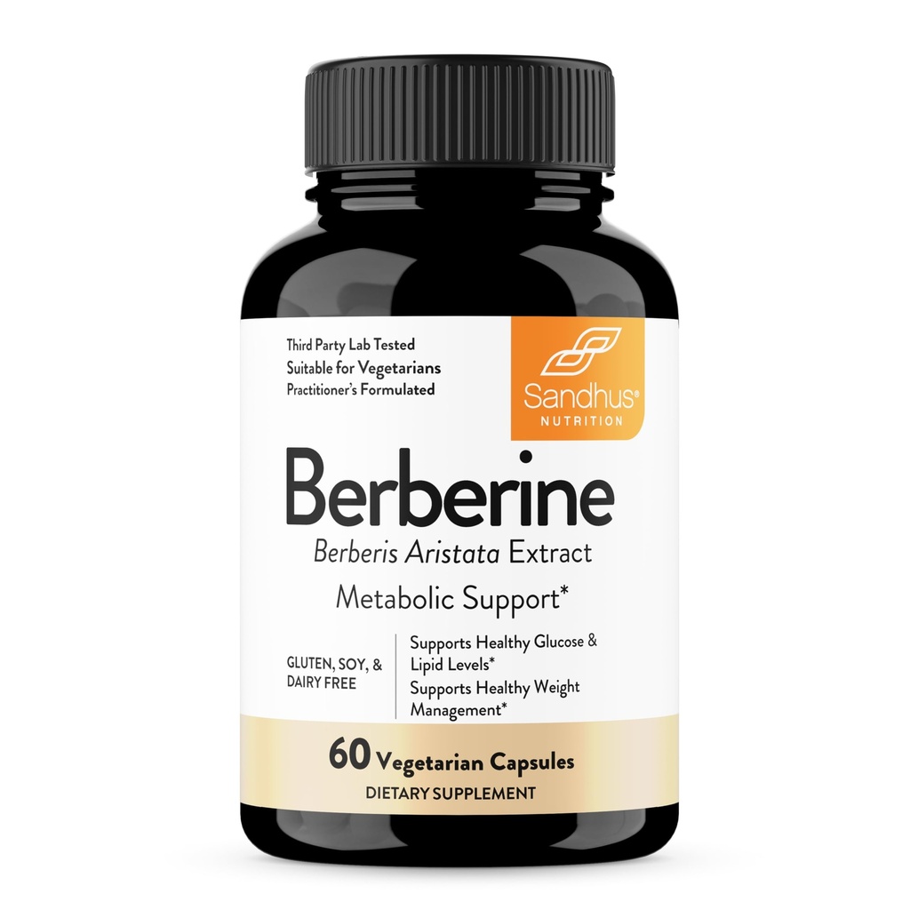 Sandhu's Berberine HCL Supplement 500mg per capsule with 97% Pure Berberis Aristata Extract| 60 count| Supports Weight Management & Healthy Energy levels| Made in USA, Vegetarian, Non-GMO, Gluten Free