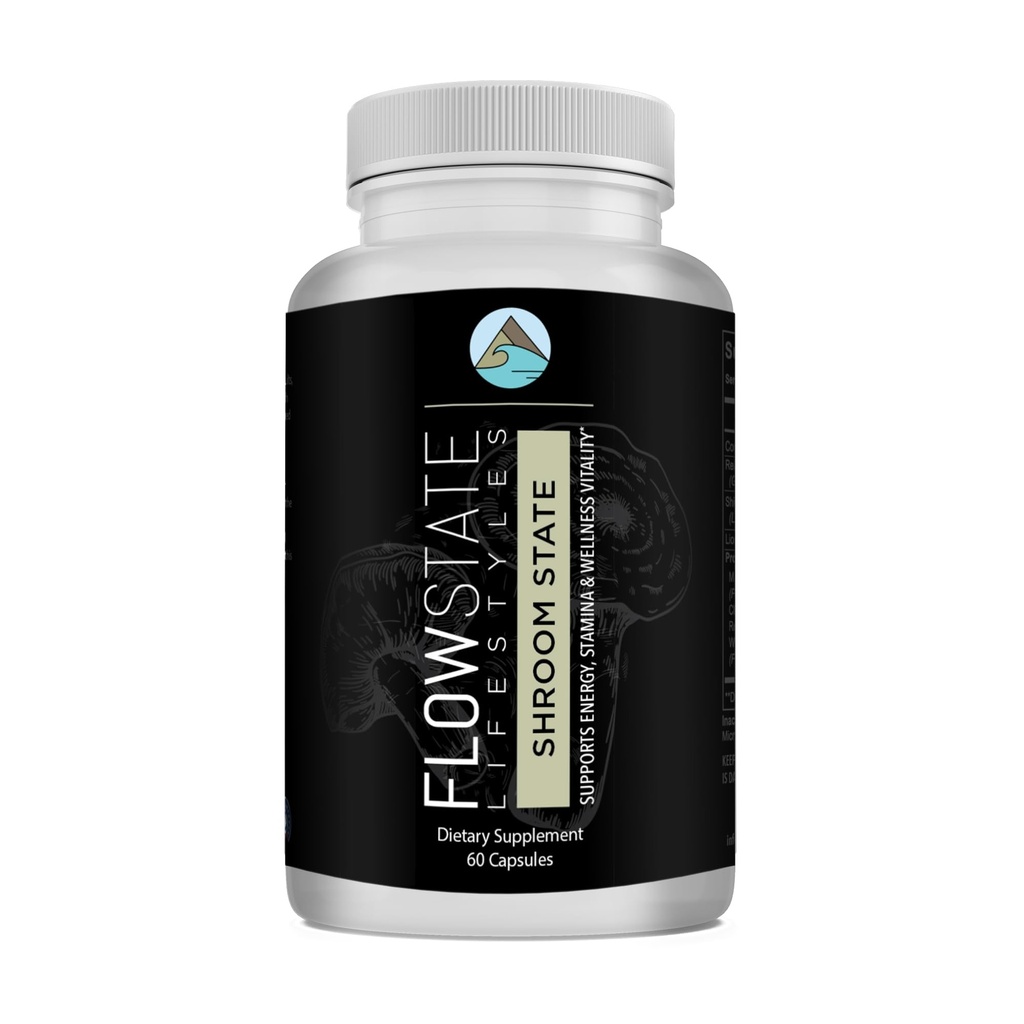 Flow State Lifestyles Mushroom 10X(Shroom State) - Nootropic - Improves Brain Focus and Energy Support - Lions Mane, Shiitake, Reishi, Cordyceps, Turkey Tail, Chaga