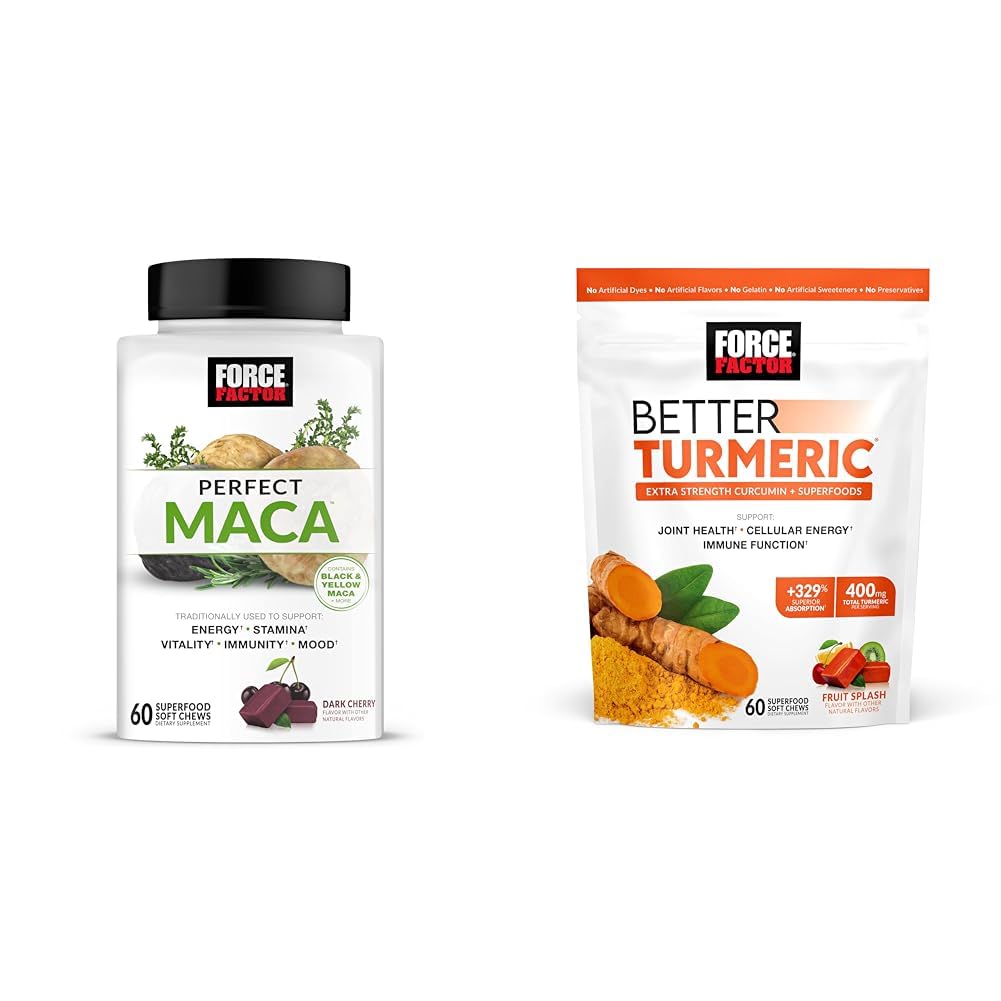 Force Factor Maca Root and Turmeric Joint Support Soft Chews Bundle, 60 Count Each