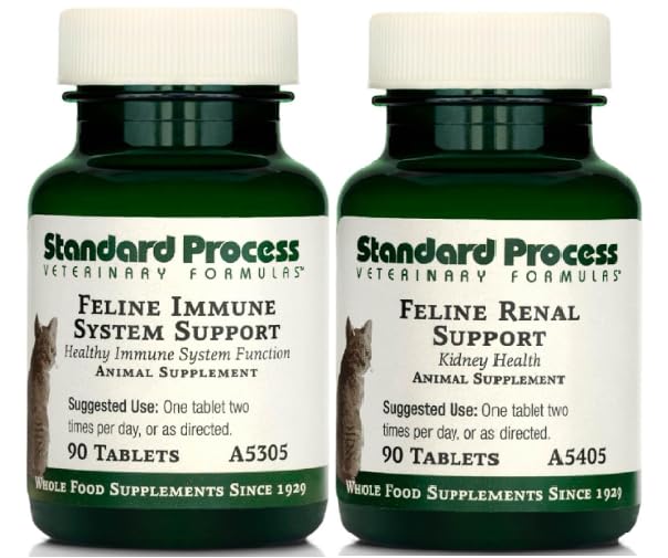 Standard Process Feline Vitality Bundle - Whole Food Supplement Kit with Feline Renal Support & Feline Immune System Support - Cat Nutritional Supplements for Immune & Urinary Health Support