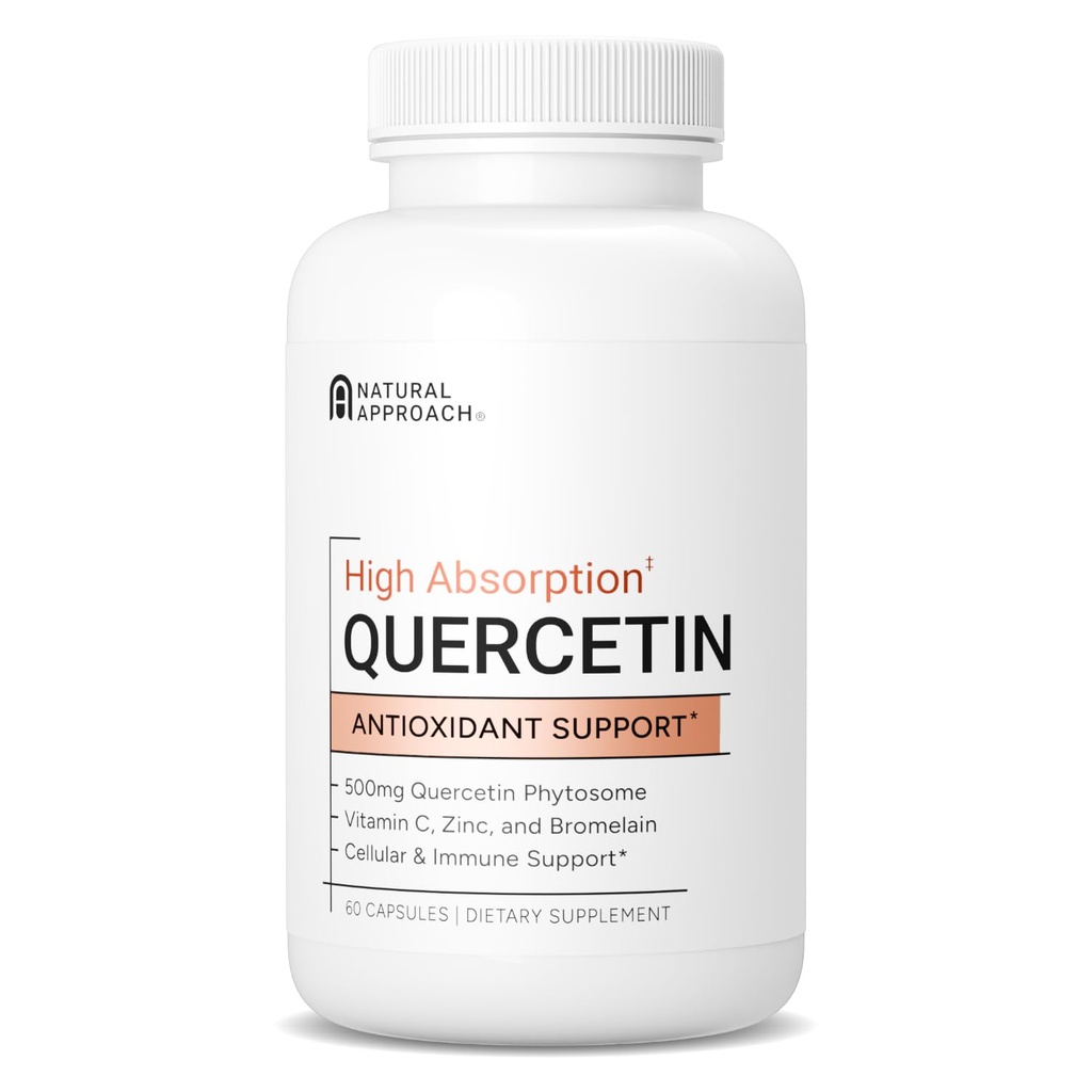 High Absorption Quercetin with Bromelain, Vitamin C and Zinc - 500mg Quercetin Phytosome - 50x More Absorption - Supports Immune Function & Cellular Health - USA Manufactured Supplement - 60 Capsules