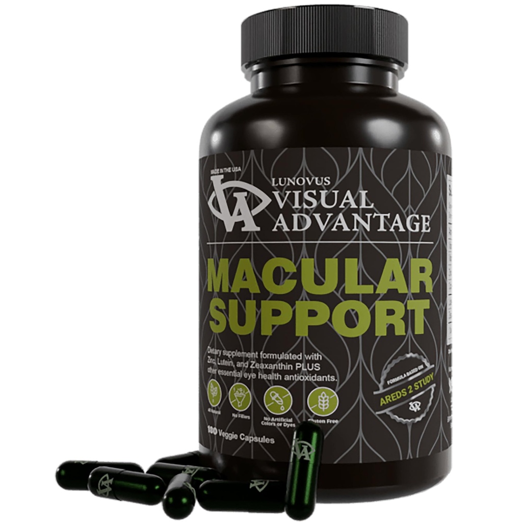 Visual Advantage Macular Support Formula for Eye Health - 180 Count - Based on The AREDS 2 Study - for Age Related Macular Eye Health (AMD) - Eye Vitamins