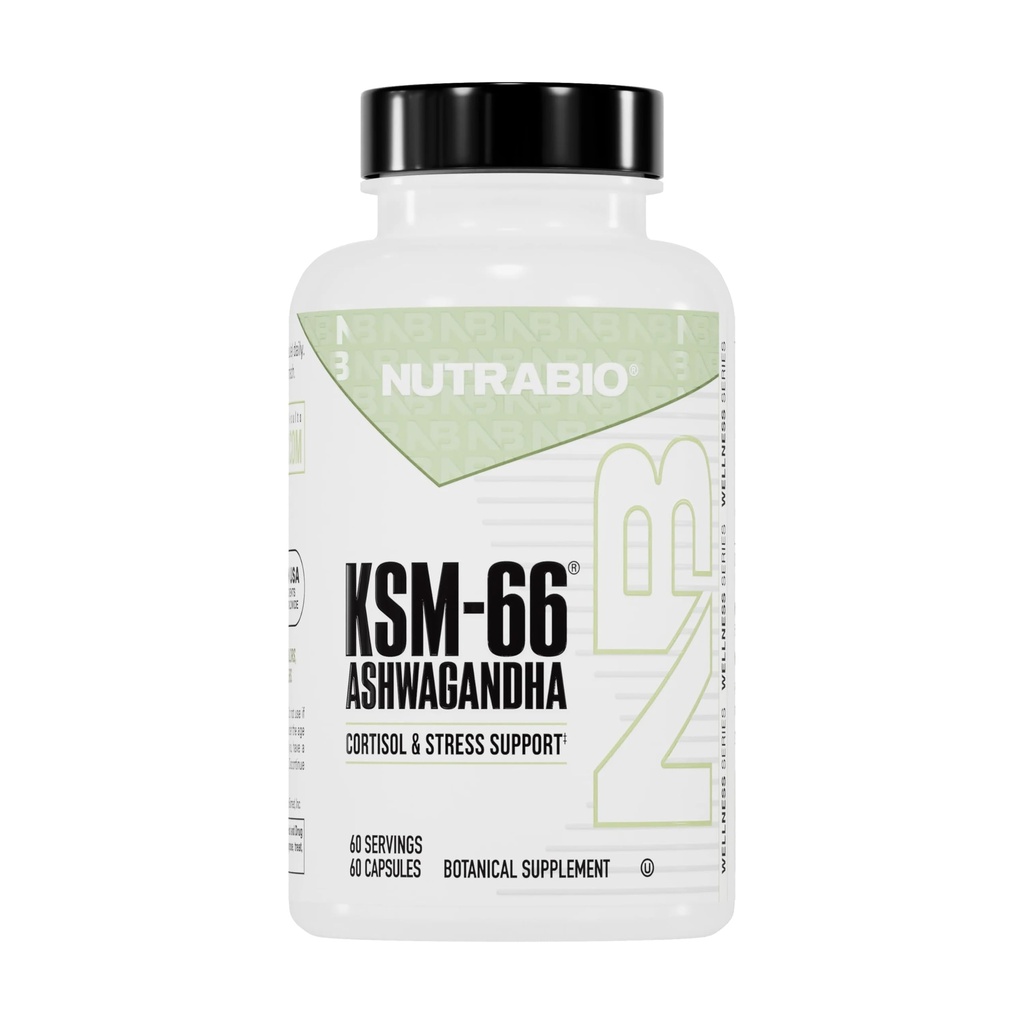 NutraBio Ashwagandha KSM-66 | Ashwagandha Herbal Supplement for Stress, Mood, & Performance | 600 MG of Clinically Studied KSM66 60 Capsules
