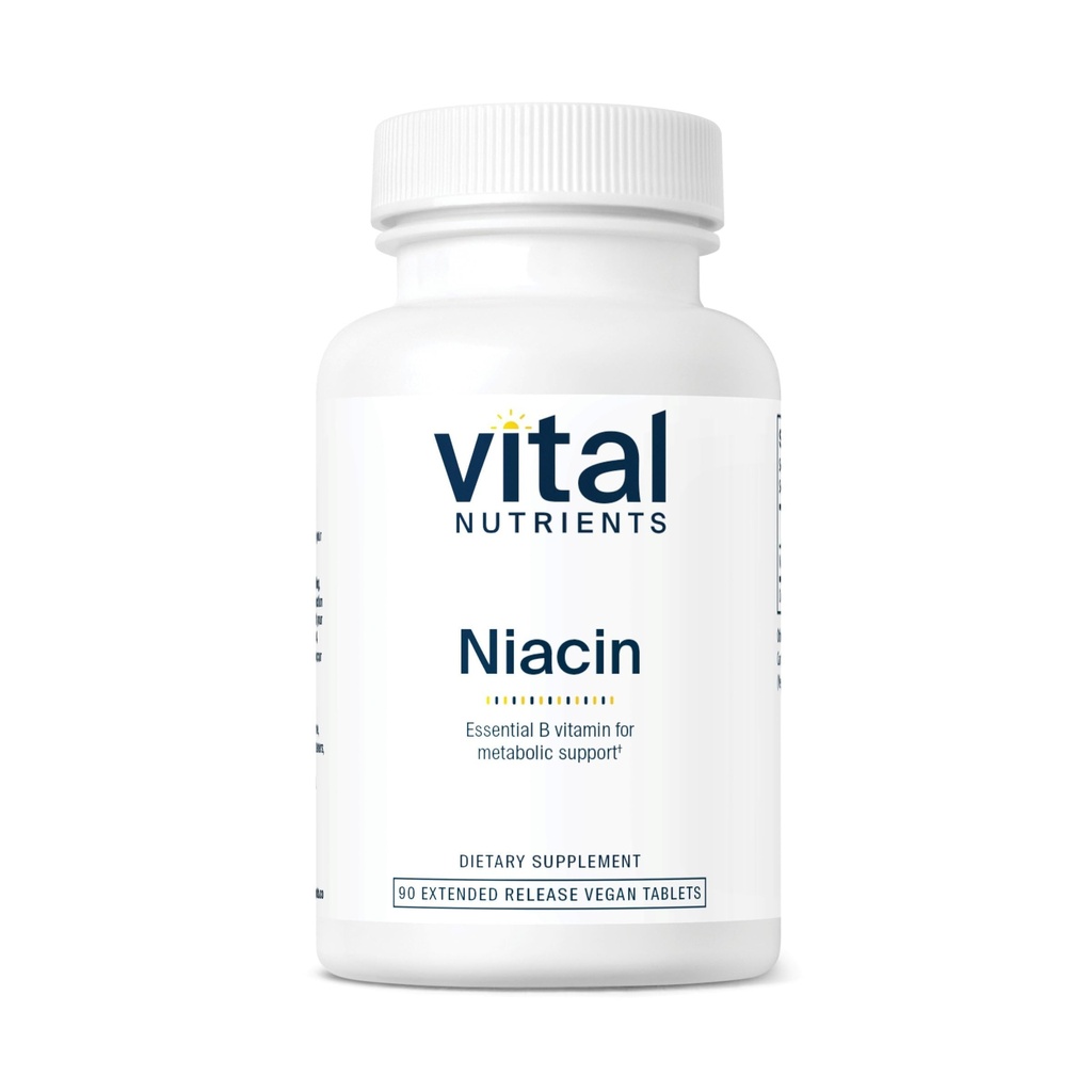 Vital Nutrients Niacin 500mg - Timed-Release Niacin Supplement for Men & Women - Vitamin B3 Supports Heart Health and Protein & Fat Metabolism - Gluten, Dairy, Soy Free - Non-GMO - 90 Tablets