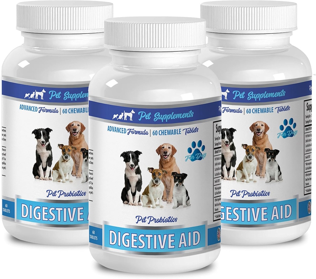 dog diarrhea pills - DOG DIGESTIVE AID PROBIOTICS - NATURAL APPROACH - SOLUTION TO BAD BREATH AND GAS - COUNTER DIARRHEA - dog digestive enzymes and probiotics - 3 Bottles (180 Treats)