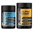 ONNIT Cognitive & Endurance Support Bundle: Alpha Brain Nootropic Capsules (90 Count) + Shroom Tech Sport Exercise Support Capsules (28 Count), IGEN Non-GMO Tested Focus, Energy & Endurance, 2 Pack
