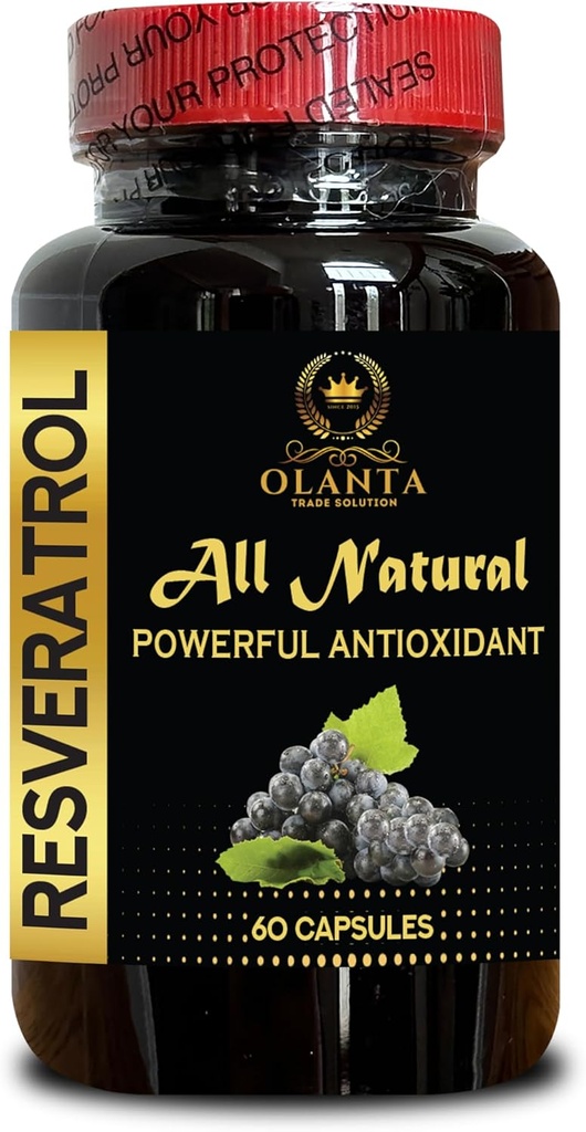 RESVERATROL Extract - Energy and Metabolism Support, Immune and Energy Support, Cellular Health Support, Natural antioxidants, Brain Support antioxidants - 1 Bottle 60 Capsules