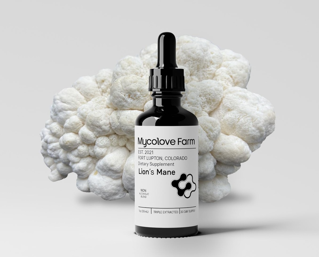 Organic Lion's Mane & Gotu Kola Tincture - Boost Mental Clarity - Fruiting Body Extract