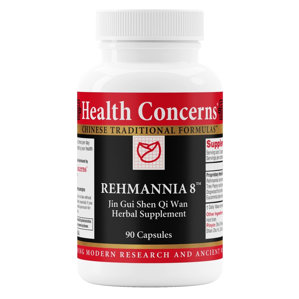 Health Concerns Rehmannia 8 - Kidney Cleanse Detox & Repair Supplement - Back Discomfort & Urinary Tract Health for Women & Men - Traditional Chinese Herbal Root Extract for Backaches - 90 Capsules