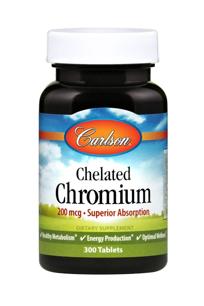 Carlson Chelated Chromium, 200 mcg, Superior Absorption, 300 Tablets | Healthy Metabolism; Energy Production; Optimal Wellness