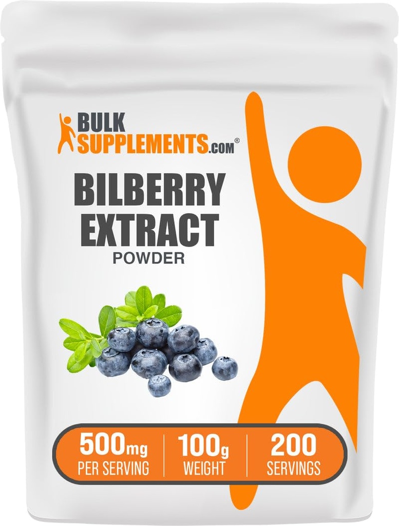 BulkSupplements.com Bilberry Extract Powder - Bilberry Extract Supplement, Herbal Supplement - Vegan & Glulten Free, 500mg per Serving, 100g (3.5 oz) (Pack of 1)