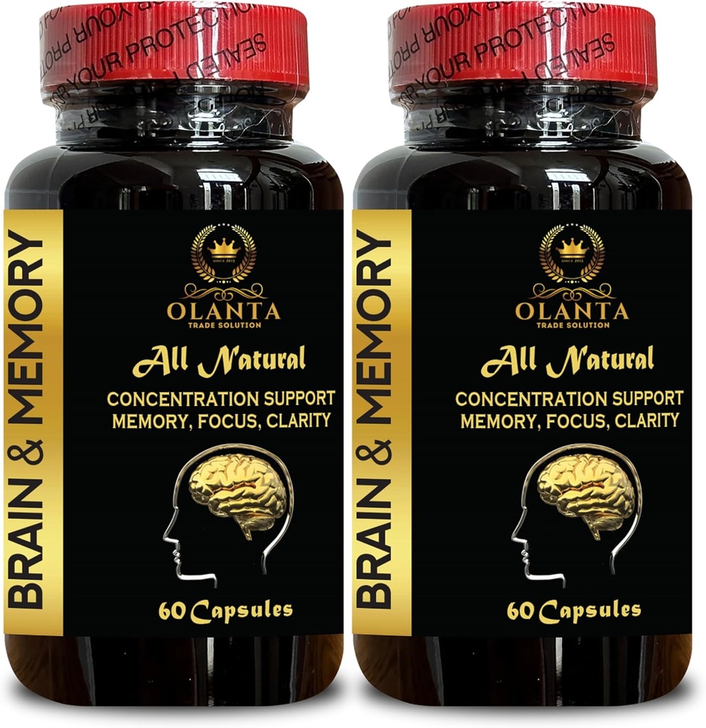 Memory Pills for Brain - Brain Booster Supplement for Focus, Memory, Clarity, Concentration & Learning Accuracy, Cognitive Function with Ginkgo Biloba - 2 Bottles 120 Capsules