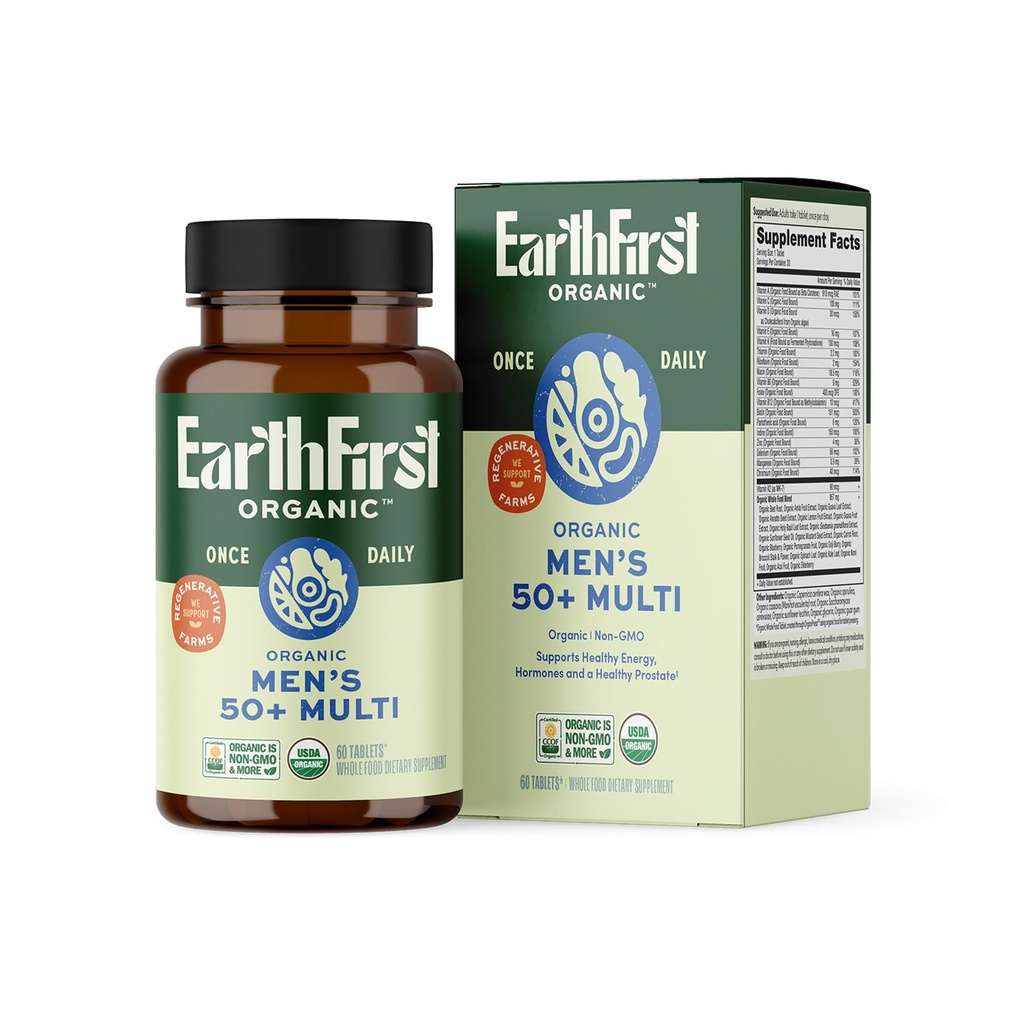 Once Daily Multivitamin for Men 50+, 19 Vitamins from Herbs & Superfoods, Supports Prostate Health, Energy Levels, and Strong Bones, 60 Count