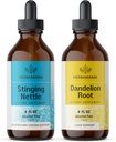HERBAMAMA Herbal Liquid Drops Kit - Bundle of Stinging Nettle & Dandelion Root Tincture 4 fl oz - Vegan, Non-GMO, Sugar & Alcohol-Free - 2 Pack