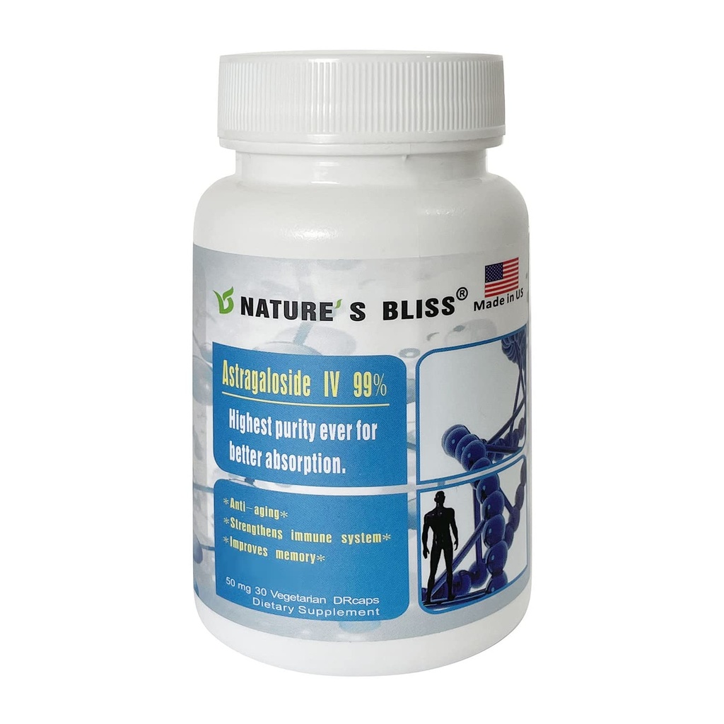 Nature'sbliss Stomach Acid Protected & Super-Absorption Astragalus Root Extract Astragaloside IV 99%, 50mg, 30caps (50mg x 30caps)