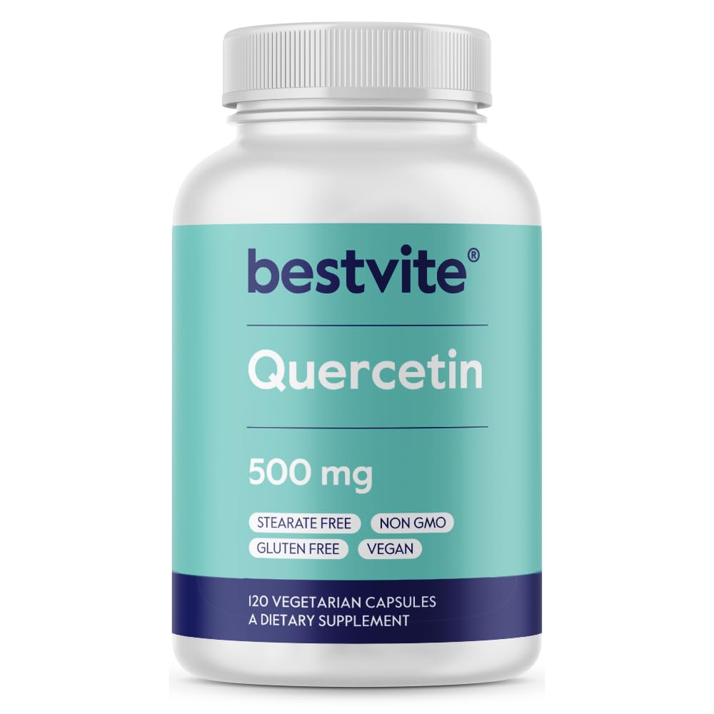 BESTVITE Quercetin 500mg (120 Vegetarian Capsules) - No Stearates - No Silicon Dioxide - Vegan - Non GMO - Gluten Free