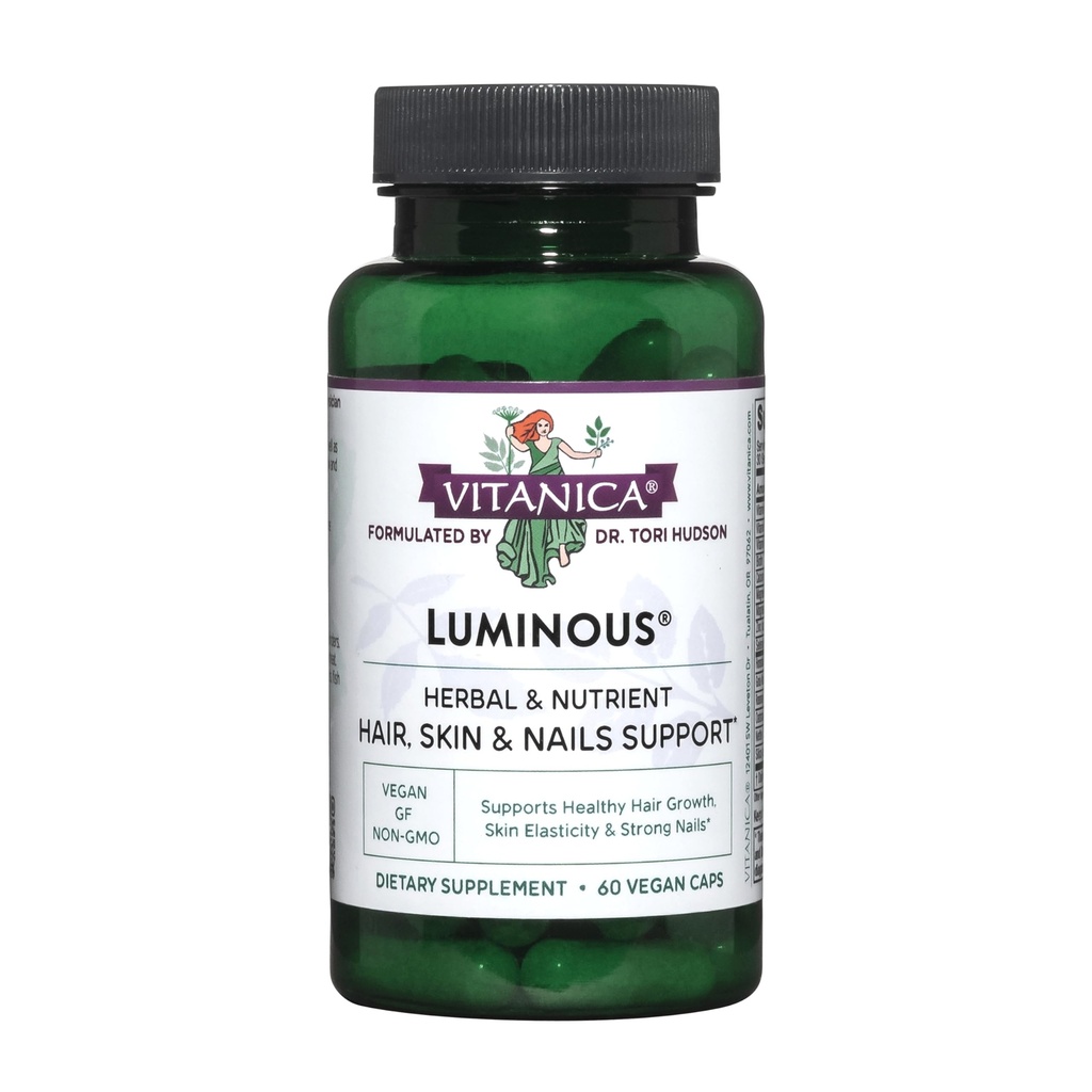 Vitanica Luminous - Hair, Skin & Nail Support Supplement - Nutritional Supplement for Women with Magnesium & Selenium - Vegan Antioxidant Supplement - Consumer Line - 60 Capsules