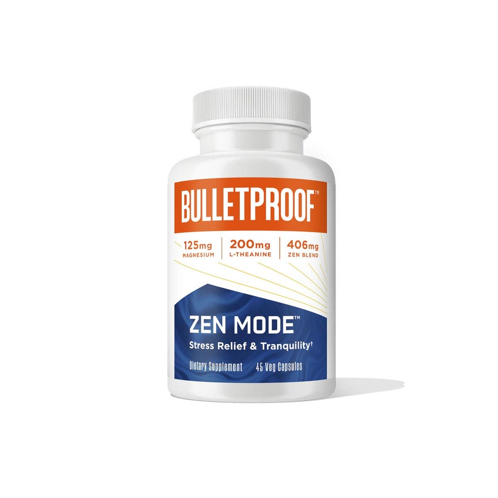Bulletproof Zen Mode Stress Relief and Tranquility Capsules, 45 Count, Supplement for Calm and Relaxation | Supplement for Calm and Relaxation