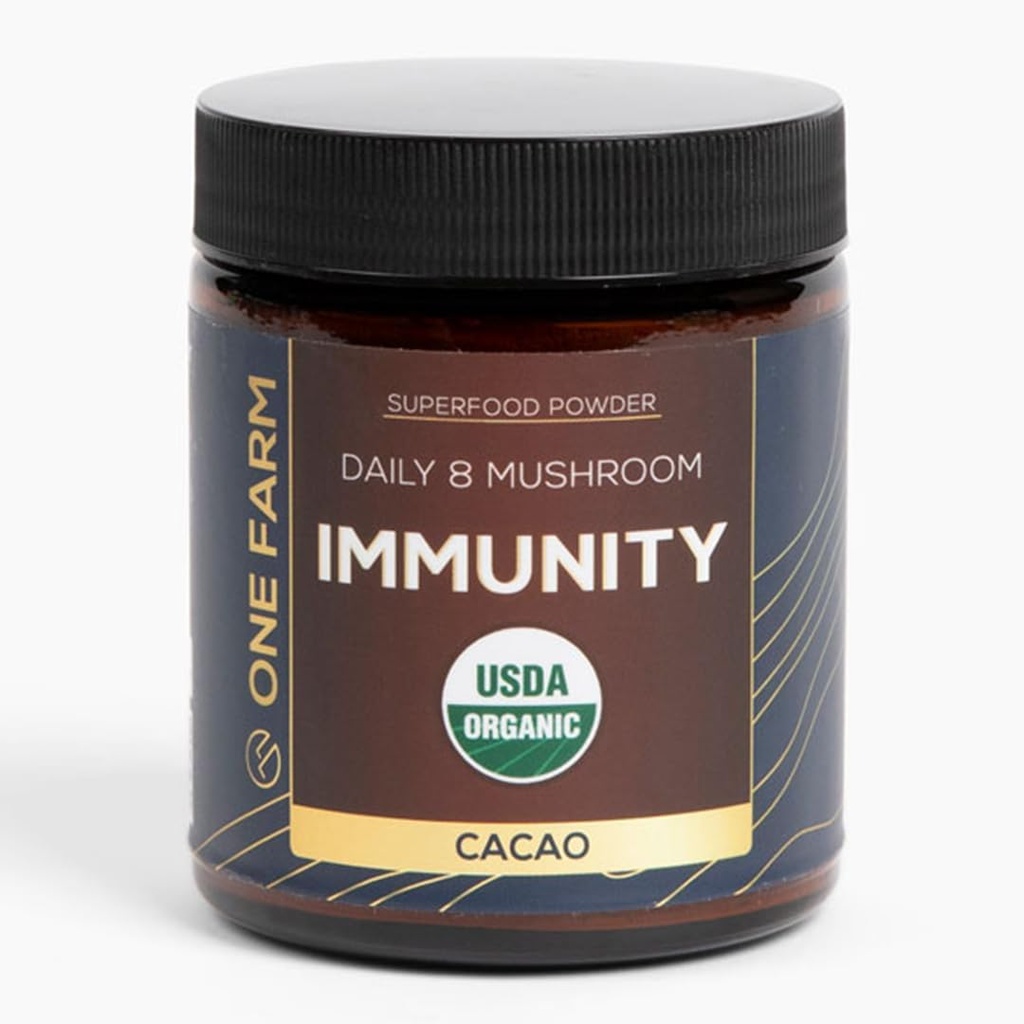 Organic 8 Mushroom Immunity Powder, Non-GMO - Turkey Tail, Chaga, Cordyceps, Shiitake, Reishi, Maitake, Lion's Mane, and Mesima - Vegan Mushroom Supplement in a Resealable Glass Jar