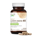 PURE ESSENCE LABS MyPure Lion's Mane 4X - Ultra Strength Brain Support Supplement with 6:1 Hot Water Extract & 10:1 Extract for Cognitive Health, Focus, Memory & Mental Clarity, 30 Capsules