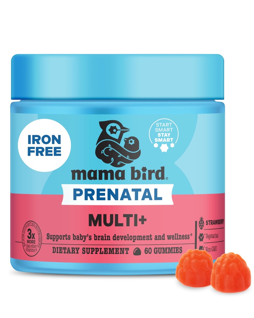 Best Nest Wellness Mama Bird - Multi+ Prenatal Gummies (30 Servings) Iron Free Multivitamin - Strawberry Flavor - Methylfolate - Baby Brain Health - Prenatal Vitamins for Women - Vegan & Gluten Free