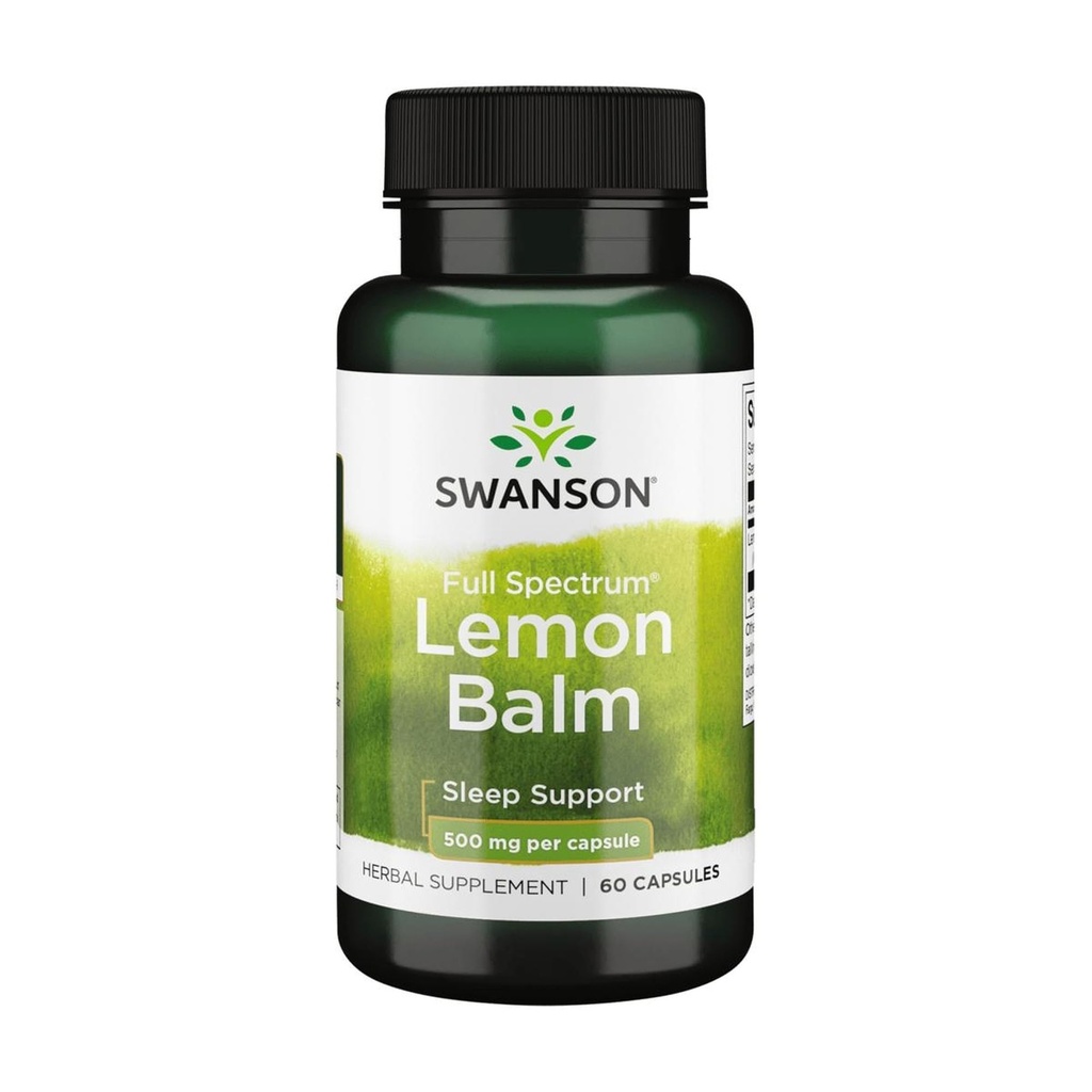 Swanson Full Spectrum Lemon Balm Relaxation Sleep Support 500 Milligrams 60 Capsules