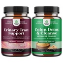 Bundle of D Mannose Capsules for Urinary Tract Health with Cranberry Juice Powder & Dandelion and Colon Cleanser & Detox - Lactobacillus Acidophilus Probiotic - Psyllium Husk Gut Health Supplement