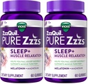 ZzzQuil Pure Zzzs Muscle Relaxation Melatonin Sleep Aid Gummies,Supports Muscle Function,Helps You Fall Asleep Naturally,Fast,Melatonin + Magnesium,No Next-Day Grogginess,Drug-Free,60ct,(Pack of 2)