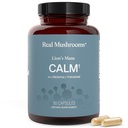 Real Muhsrooms Calm Lions Mane Capsules (90 Count) – 400mg Organic Lions Mane Fruiting Body Extracts, 200mg Organic Reishi, 200mg AlphaWave L-Theanine for Calm Clarity & Relaxed Alertness, 90ct