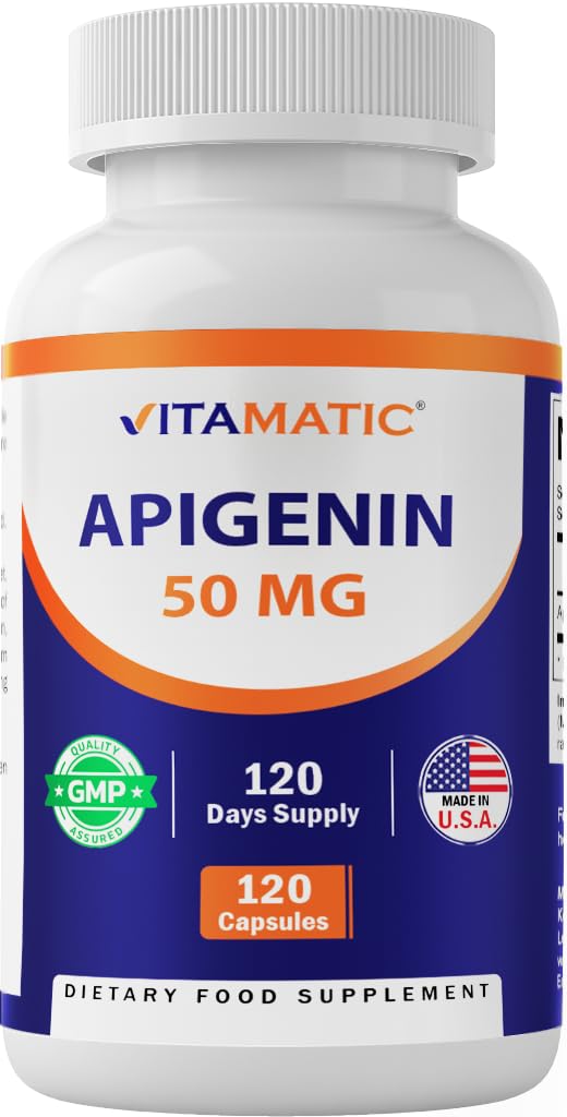Vitamatic 2 Pack Apigenin 50mg - 120 Vegetarian Capsules - Bioflavonoid Support Prostate Health, Metabolism & Relaxation (Total 240 Capsules)