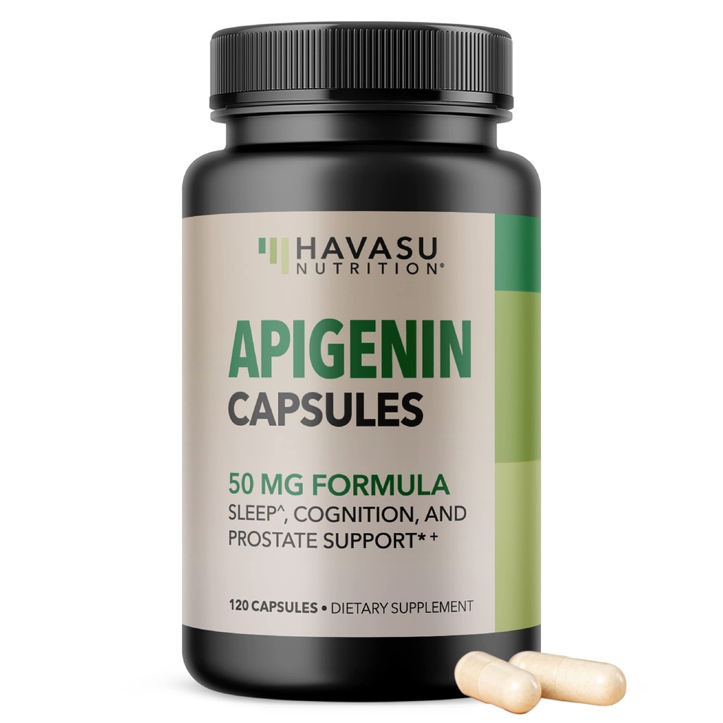 Apigenin Capsules 50mg, 120 Count, Sleep & Cognitive Support Supplement | Melatonin-Free Sleep Support, Chamomile Flavonoid for Relaxation & Cognitive Function, Vegan, Non-GMO, 4-Month Supply