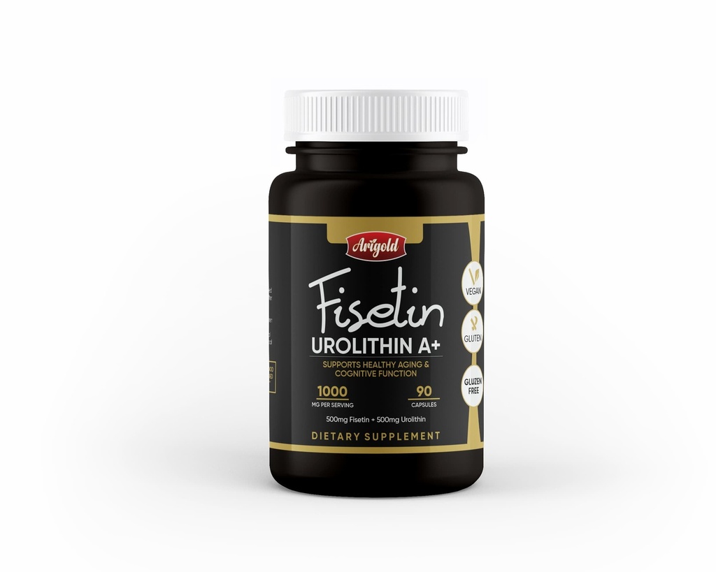 Urolithin A 500mg + Fisetin 500mg | Healthy Aging & Cellular Energy Support | Mitophagy & Senolytic Support | Cellular Renewal Complex | Vegan, Non-GMO | Made in USA | 90 Capsules