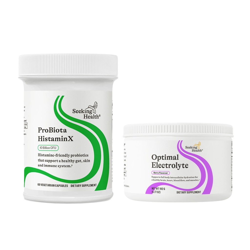 Seeking Health Gut & Hydration Duo: ProBiota HistaminX Probiotic (60 ct) + Optimal Electrolyte Powder Berry (30 Servings) for Digestive Wellness & Energy