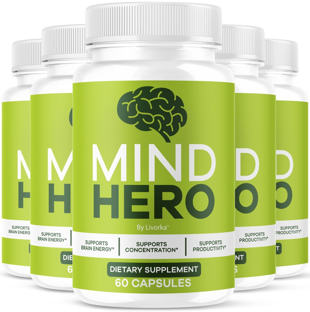 (5 Pack) Mind Hero Capsules - Brain Health and Memory Support Advanced Formula, MindHero Focus Pills Daily Support Natural Cognitive Function for Overall Health & Wellness, 300 Capsules for 5 Months