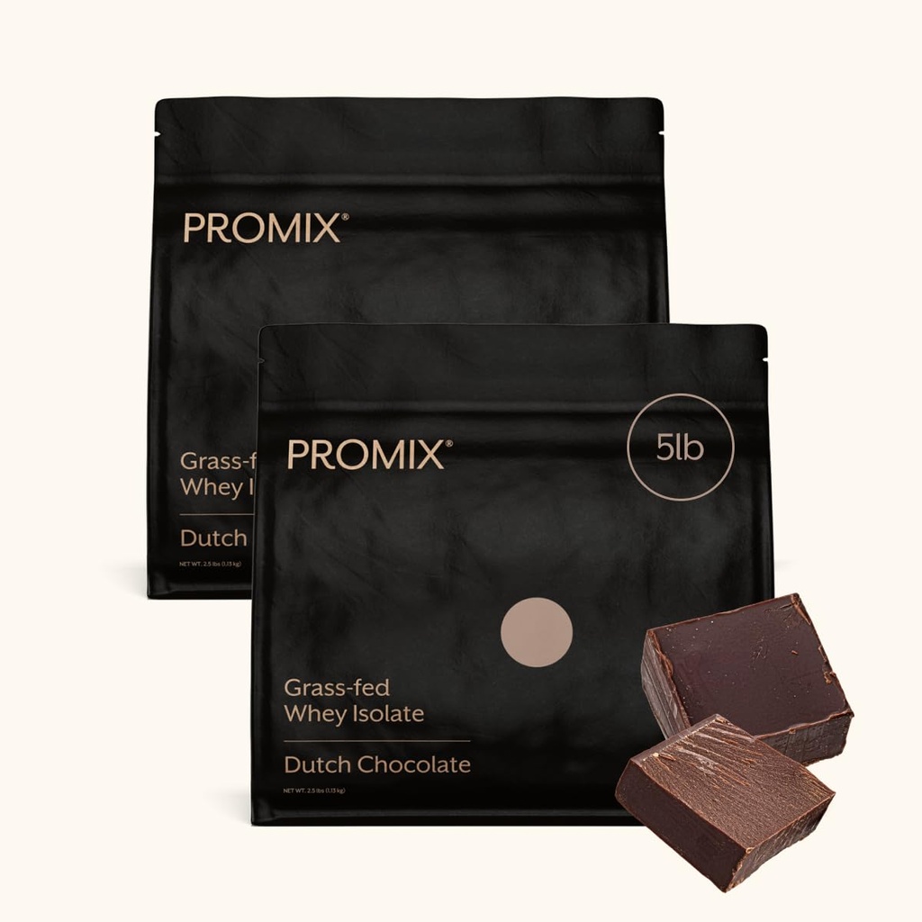 ProMix Nutrition Whey Protein Isolate Powder, Chocolate - Grass-Fed - ­Post Workout Fitness & Nutrition Shakes, Smoothies, Baking & Cooking Recipes - Gluten-Free & Keto-Friendly - 5lb