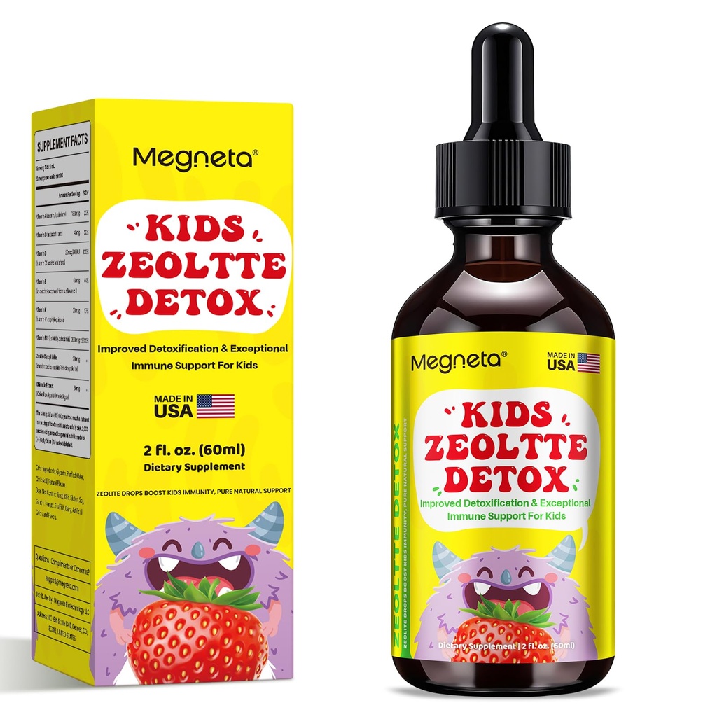 Gentle Zeolite Drops for Kids - 200mg Premium-Grade Clinoptilolite, Organic Chlorella & Essential Vitamins, Mineral Balance Complex for Daily Wellness Support, 2 fl oz (Berry)