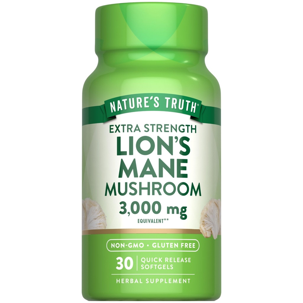 Nature's Truth Lions Mane Mushroom Softgels | 30 Count | Extra Strength | Non GMO & Gluten Free Supplement