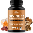 HerbaMe 13 Mushroom Extract Complex Capsules with Lion’s Mane, Cordyceps, Turkey Tail, Reishi & Chaga – Brain, Energy & Immune Support Supplement with Black Pepper for Absorption, 90 Count